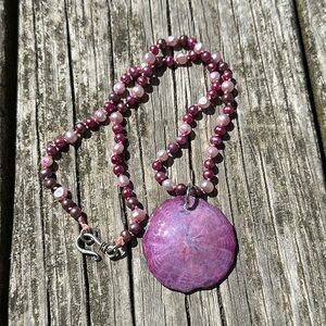 Pink sand dollar necklace